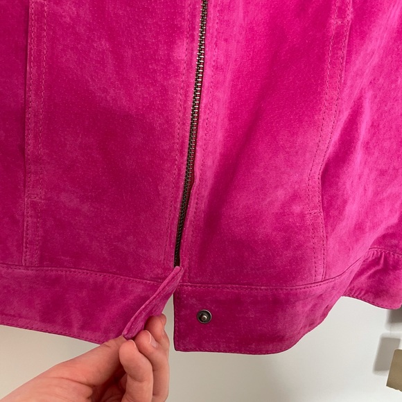 NWT hot pink Moto leather jacket zip up petite small - Picture 8 of 13